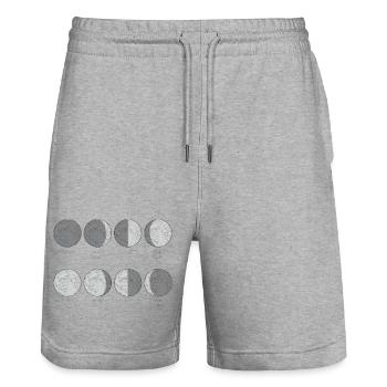 Monochromes Mondphasen-Gitter - Stanley/Stella Unisex Bio Joggingshorts Trainer  - Grau meliert - Vorne - Nik (191cm) & Marisol (170cm)