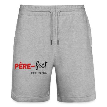 Père fect Depuis 1976 - Short de jogging bio TRAINER Stanley/Stella unisexe - gris chiné - Devant - Nik (191cm) & Marisol (170cm)