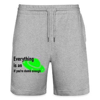Ufo - Stanley/Stella Unisex Bio Joggingshorts Trainer  - Grau meliert - Vorne - Nik (191cm) & Marisol (170cm)