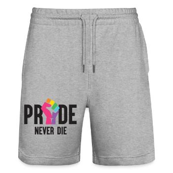 Mois de la fierté LGBT - Pride Never Die - Short de jogging bio TRAINER Stanley/Stella unisexe - gris chiné - Devant - Nik (191cm) & Marisol (170cm)