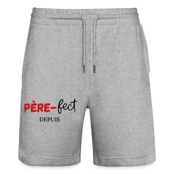 Père fect Depuis Personnalisé - Short de jogging bio TRAINER Stanley/Stella unisexe - gris chiné - Devant - Nik (191cm) & Marisol (170cm)