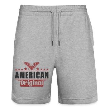 4th Of July - Independence Day - American Original - Stanley/Stella Trainer Unisex Organic Jogging Shorts - heather grey - Front - Nik (191cm) & Marisol (170cm)