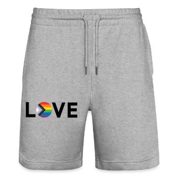 LGBT Pride Month - Love is Love - LGBTQIA+ Flag - Stanley/Stella Trainer Unisex Organic Jogging Shorts - heather grey - Front - Nik (191cm) & Marisol (170cm)