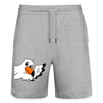 Salutation de mouette - Short de jogging bio TRAINER Stanley/Stella unisexe - gris chiné - Devant - Nik (191cm) & Marisol (170cm)