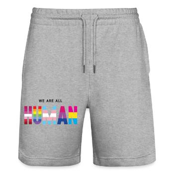 Pride Month LGBT - Wir sind alle Menschen - Stanley/Stella Unisex Bio Joggingshorts Trainer  - Grau meliert - Vorne - Nik (191cm) & Marisol (170cm)