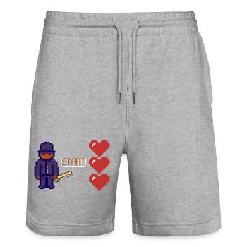 game love - Short de jogging bio TRAINER Stanley/Stella unisexe - gris chiné - Devant - Nik (191cm) & Marisol (170cm)