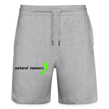 barfuß natural runners 2023 1-zeilig landscape - Stanley/Stella Unisex Bio Joggingshorts Trainer  - Grau meliert - Vorne - Nik (191cm) & Marisol (170cm)