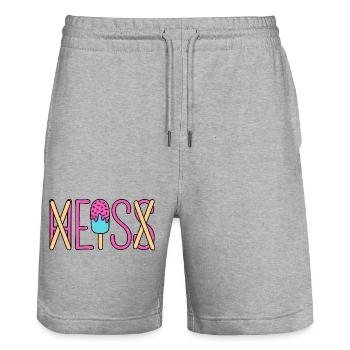 Eis - heiß - H EIS S  - Stanley/Stella Unisex Bio Joggingshorts Trainer  - Grau meliert - Vorne - Nik (191cm) & Marisol (170cm)