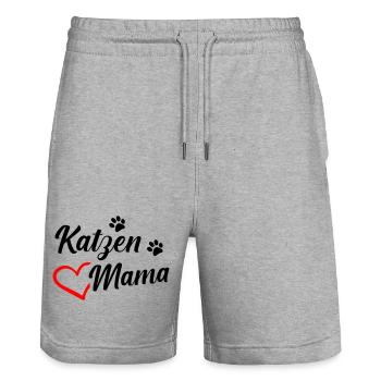 Katzenmama - Stanley/Stella Unisex Bio Joggingshorts Trainer  - Grau meliert - Vorne - Nik (191cm) & Marisol (170cm)