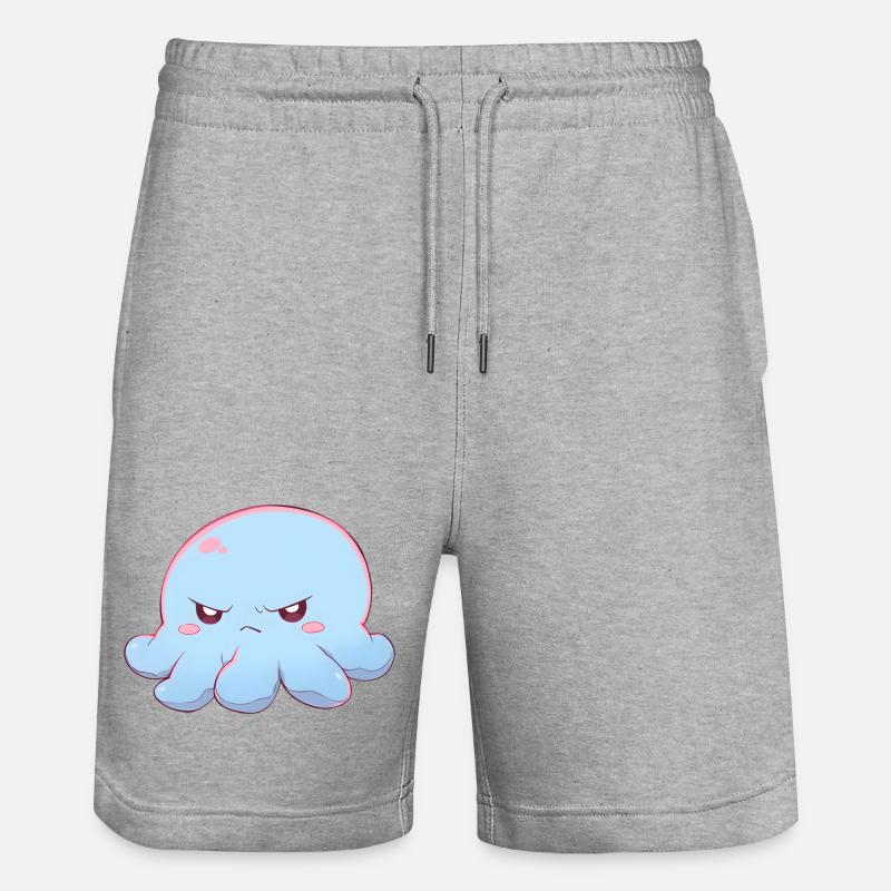 Blue grumpy octopus - Stanley/Stella Trainer Unisex Organic Jogging Shorts - heather grey