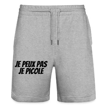 je peux pas je picole - idée cadeau humour ! - Short de jogging bio TRAINER Stanley/Stella unisexe - gris chiné - Devant - Nik (191cm) & Marisol (170cm)