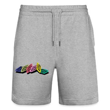 Audio cassette - Stanley/Stella Trainer Unisex Organic Jogging Shorts - heather grey - Front - Nik (191cm) & Marisol (170cm)