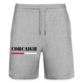 Corgaigh (Cork) - Stanley/Stella Trainer Unisex Organic Jogging Shorts - heather grey - Front - Nik (191cm) & Marisol (170cm)