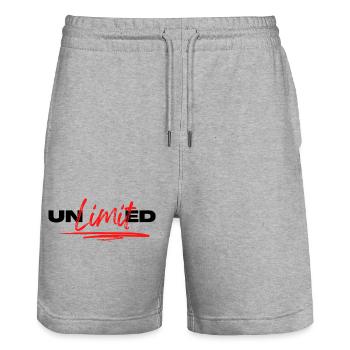 Unlimited, Motivation Sportive - Short de jogging bio TRAINER Stanley/Stella unisexe - gris chiné - Devant - Nik (191cm) & Marisol (170cm)