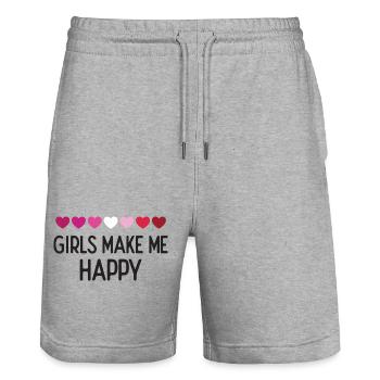 Pride Month LGBTQ - Girls Make Me Happy - Stanley/Stella Trainer Unisex Organic Jogging Shorts - heather grey - Front - Nik (191cm) & Marisol (170cm)