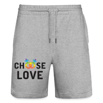Mois de la fierté LGBT - Amour - Short de jogging bio TRAINER Stanley/Stella unisexe - gris chiné - Devant - Nik (191cm) & Marisol (170cm)