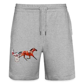 Traber Trabrennen Design - Stanley/Stella Unisex Bio Joggingshorts Trainer  - Grau meliert - Vorne - Nik (191cm) & Marisol (170cm)