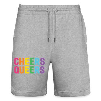 LGBTQ-Prost Queers - Stanley/Stella Unisex Bio Joggingshorts Trainer  - Grau meliert - Vorne - Nik (191cm) & Marisol (170cm)