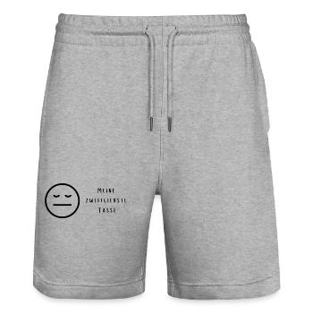 Meine zweitliebste Tasse - Stanley/Stella Unisex Bio Joggingshorts Trainer  - Grau meliert - Vorne - Nik (191cm) & Marisol (170cm)