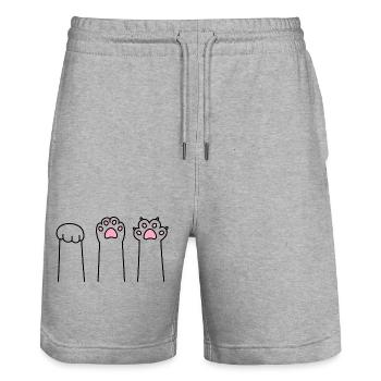 Stein Papier Schere Katze Pfote Spiel Katzenpfoten - Stanley/Stella Unisex Bio Joggingshorts Trainer  - Grau meliert - Vorne - Nik (191cm) & Marisol (170cm)