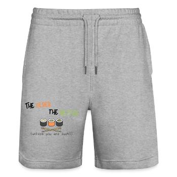 Je älter, desto besser (es sei denn, Sie sind Sushi) - Stanley/Stella Unisex Bio Joggingshorts Trainer  - Grau meliert - Vorne - Nik (191cm) & Marisol (170cm)