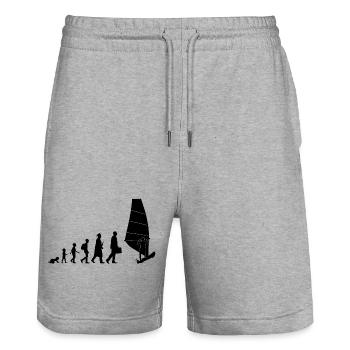 Development of windsurfing - Stanley/Stella Trainer Unisex Organic Jogging Shorts - heather grey - Front - Nik (191cm) & Marisol (170cm)