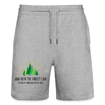 Et je vais dans la forêt - Short de jogging bio TRAINER Stanley/Stella unisexe - gris chiné - Devant - Nik (191cm) & Marisol (170cm)