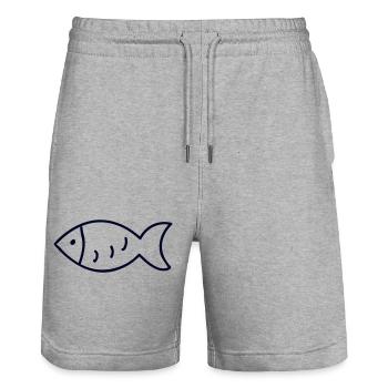 Fischer Fischerei Fisch Fish Fischgräte angeln - Stanley/Stella Unisex Bio Joggingshorts Trainer  - Grau meliert - Vorne - Nik (191cm) & Marisol (170cm)