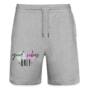 Gute Vibes Pastell Collage - Short de jogging bio TRAINER Stanley/Stella unisexe - gris chiné - Devant - Nik (191cm) & Marisol (170cm)