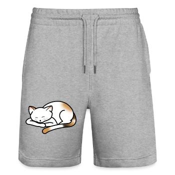 Little cat napping - Stanley/Stella Trainer Unisex Organic Jogging Shorts - heather grey - Front - Nik (191cm) & Marisol (170cm)