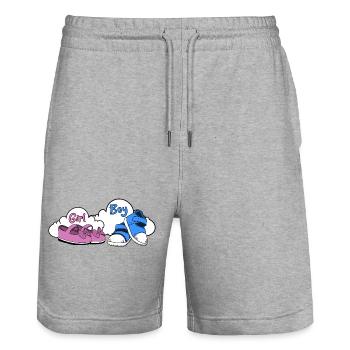 Illustration de paire de chaussures fille-garçon - Short de jogging bio TRAINER Stanley/Stella unisexe - gris chiné - Devant - Nik (191cm) & Marisol (170cm)