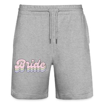 Bride pastel - Short de jogging bio TRAINER Stanley/Stella unisexe - gris chiné - Devant - Nik (191cm) & Marisol (170cm)