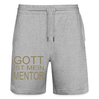 Gott ist mein Mentor - Stanley/Stella Unisex Bio Joggingshorts Trainer  - Grau meliert - Vorne - Nik (191cm) & Marisol (170cm)