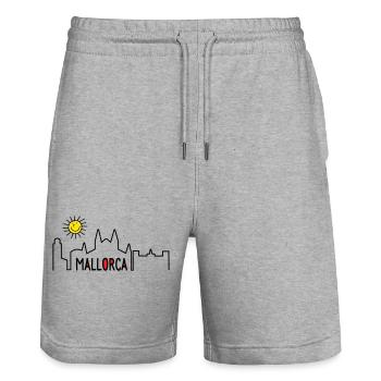 Majorque en été - Short de jogging bio TRAINER Stanley/Stella unisexe - gris chiné - Devant - Nik (191cm) & Marisol (170cm)