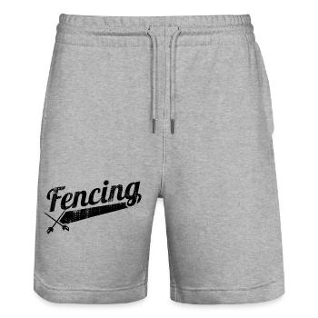 Fencing - Stanley/Stella Trainer Unisex Organic Jogging Shorts - heather grey - Front - Nik (191cm) & Marisol (170cm)