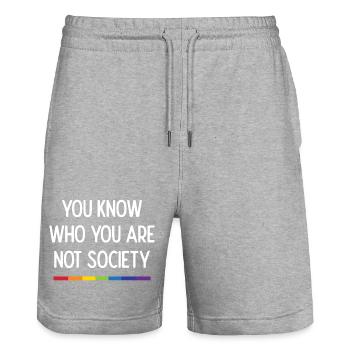 Live With Pride - Stanley/Stella Trainer Unisex Organic Jogging Shorts - heather grey - Front - Nik (191cm) & Marisol (170cm)