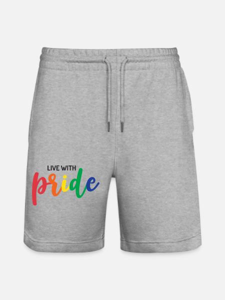 Live With Pride - Stanley/Stella Trainer Unisex Organic Jogging Shorts - heather grey