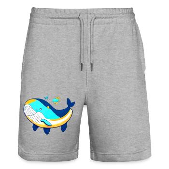 Freundlicher Wal mit Babywal - Stanley/Stella Unisex Bio Joggingshorts Trainer  - Grau meliert - Vorne - Nik (191cm) & Marisol (170cm)