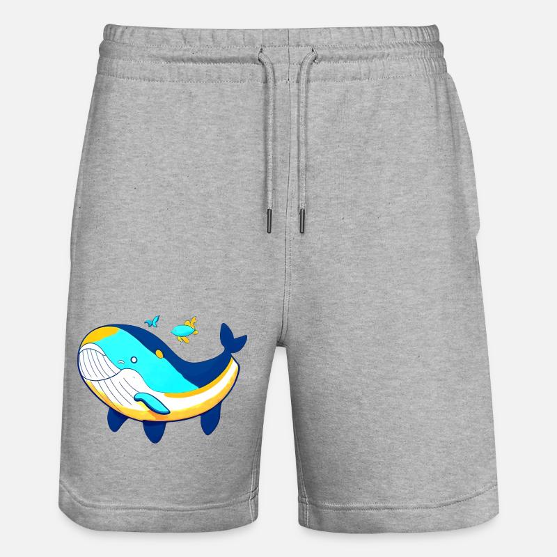 Baleine amicale avec bébé baleine - Short de jogging bio TRAINER Stanley/Stella unisexe - gris chiné