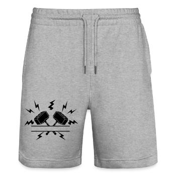 Zwei Thor-Hämmer mit Textausschnitt - Stanley/Stella Unisex Bio Joggingshorts Trainer  - Grau meliert - Vorne - Nik (191cm) & Marisol (170cm)