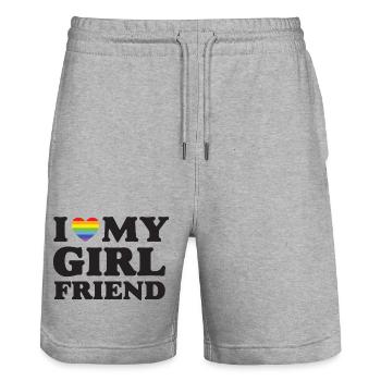 J’aime ma copine - LGBTQ - Short de jogging bio TRAINER Stanley/Stella unisexe - gris chiné - Devant - Nik (191cm) & Marisol (170cm)