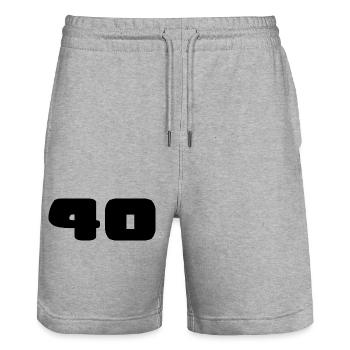 JAHRESTAG. ALLES GUTE ZUM GEBURTSTAG. ALLES GUTE ZUM GEBURTSTAG. - Stanley/Stella Unisex Bio Joggingshorts Trainer  - Grau meliert - Vorne - Nik (191cm) & Marisol (170cm)