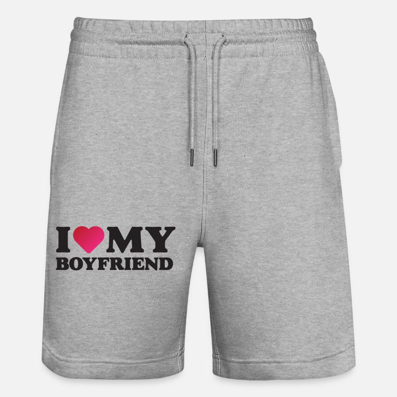 J’aime mon petit ami - Short de jogging bio TRAINER Stanley/Stella unisexe - gris chiné