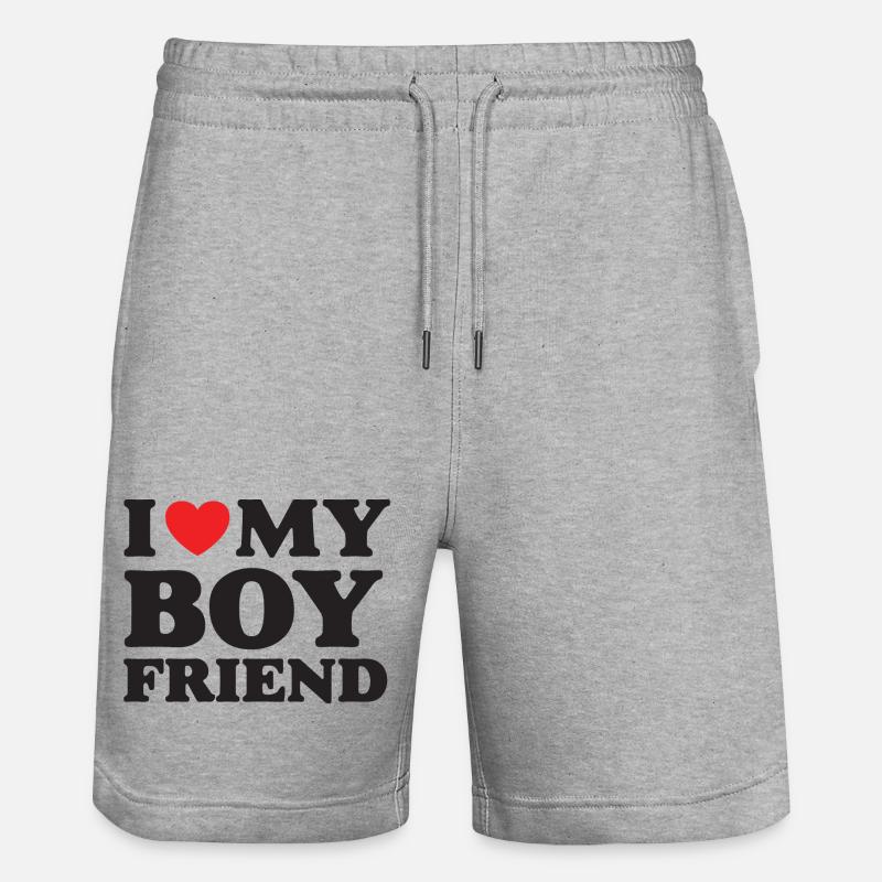 J’aime mon petit ami - Short de jogging bio TRAINER Stanley/Stella unisexe - gris chiné