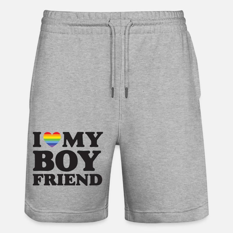 J’aime mon petit ami - LGBTQ - Short de jogging bio TRAINER Stanley/Stella unisexe - gris chiné
