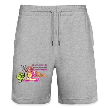 Verspielte Schnecke mit humorvollem Spruch - Stanley/Stella Unisex Bio Joggingshorts Trainer  - Grau meliert - Vorne - Nik (191cm) & Marisol (170cm)