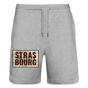 Strasbourg City Map Print - Stanley/Stella Trainer Unisex Organic Jogging Shorts - heather grey - Front - Nik (191cm) & Marisol (170cm)