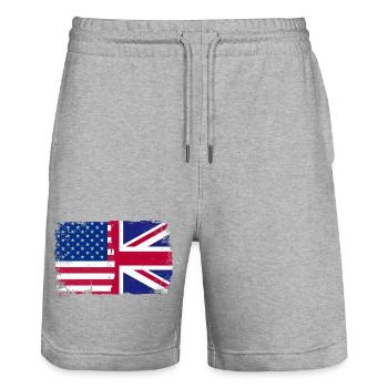 Drapeau Fusion USUK Grunge - Short de jogging bio TRAINER Stanley/Stella unisexe - gris chiné - Devant - Nik (191cm) & Marisol (170cm)
