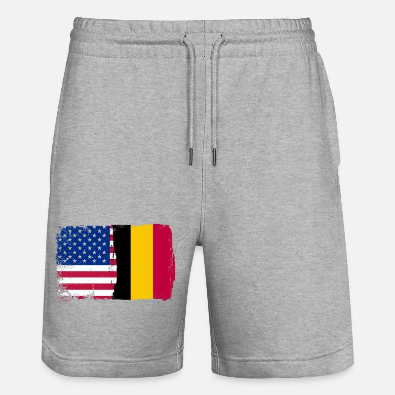Grunge US Belgique Drapeau Split - Short de jogging bio TRAINER Stanley/Stella unisexe - gris chiné