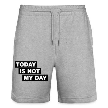 Today is not my day - Typo Statement - Stanley/Stella Trainer Unisex Organic Jogging Shorts - heather grey - Front - Nik (191cm) & Marisol (170cm)